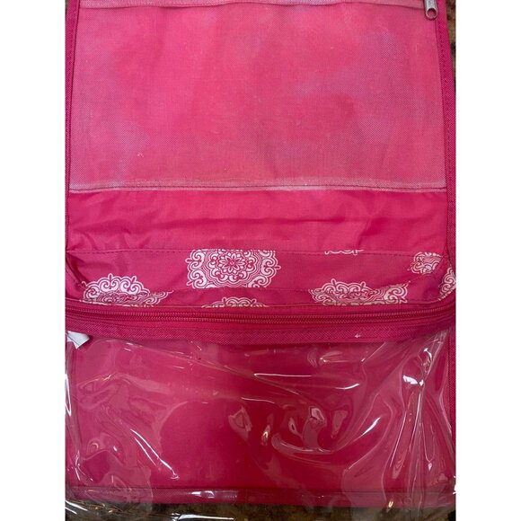 Pink Hanging or Foldup Organizer with Roomy Zipper Clear Pockets Name "Emma" Emb - Picture 3 of 6